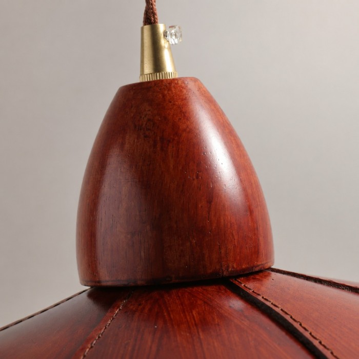 Vintage leren hanglamp met messing accenten HL4515