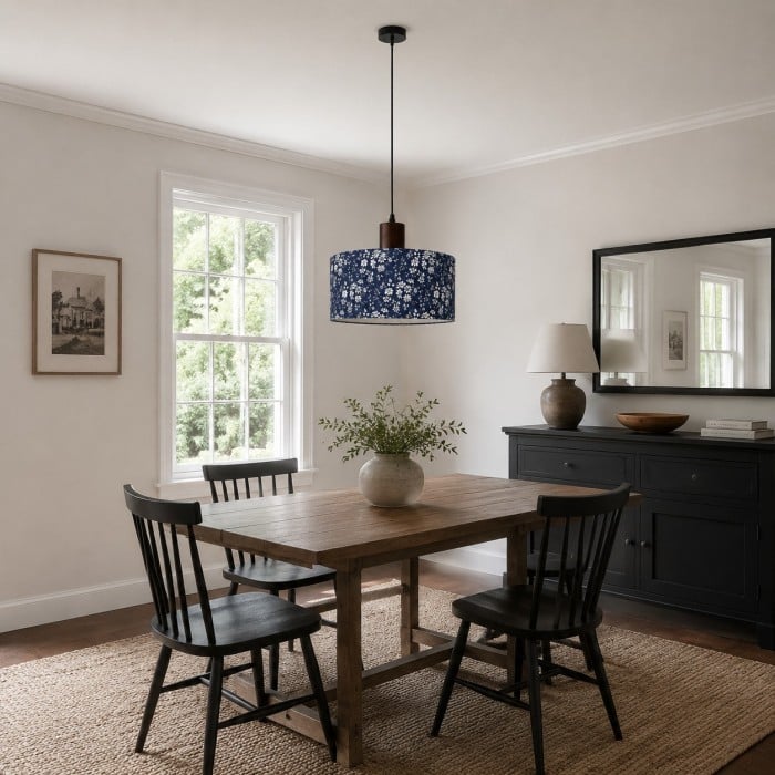Vintage Patterned Fabric Drum Pendant Light HL4480