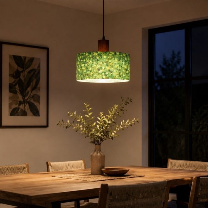 Vintage Patterned Fabric Drum Pendant Light HL4480