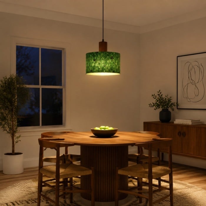 Vintage Patterned Fabric Drum Pendant Light HL4480