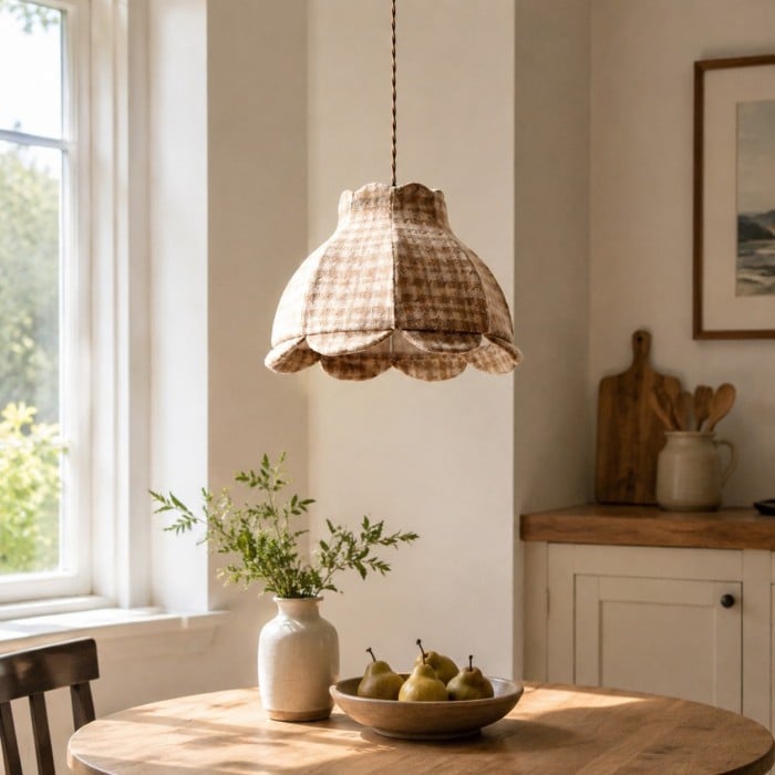 Vintage Plaid Fabric Pendant Light HL4425