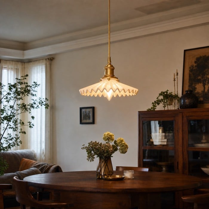 Vintage Pleated Ceramic Pendant Light HL4301