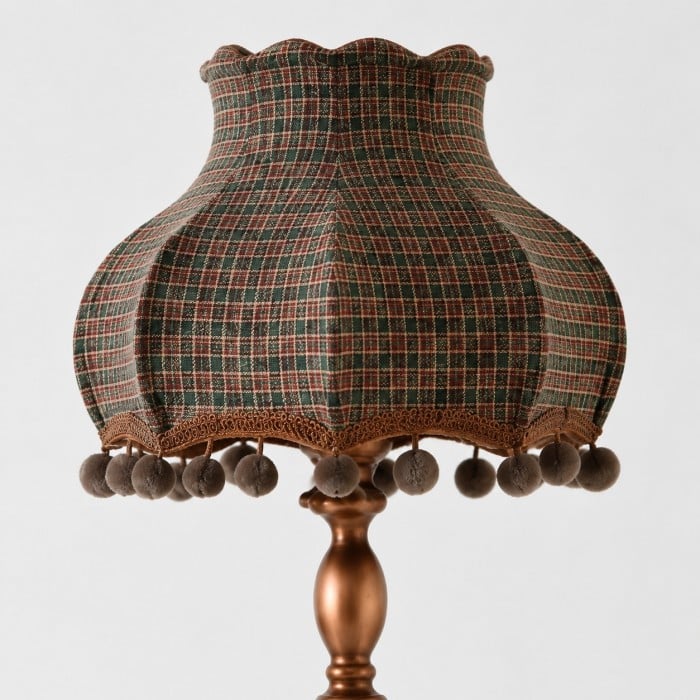 Vintage Pleated Fabric Floor Lamp with Sculpted Wood-Tone Stand HL4468