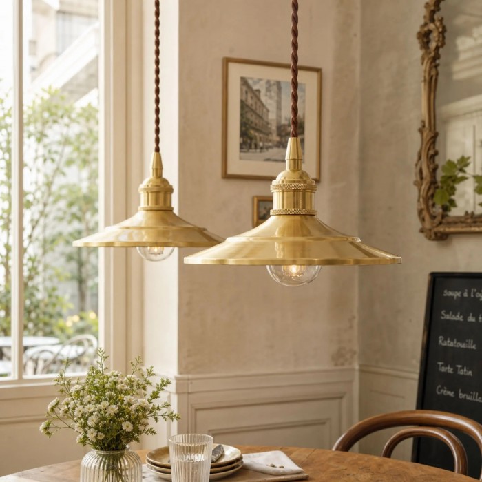 Vintage Polished Brass Pendant Light HL4226