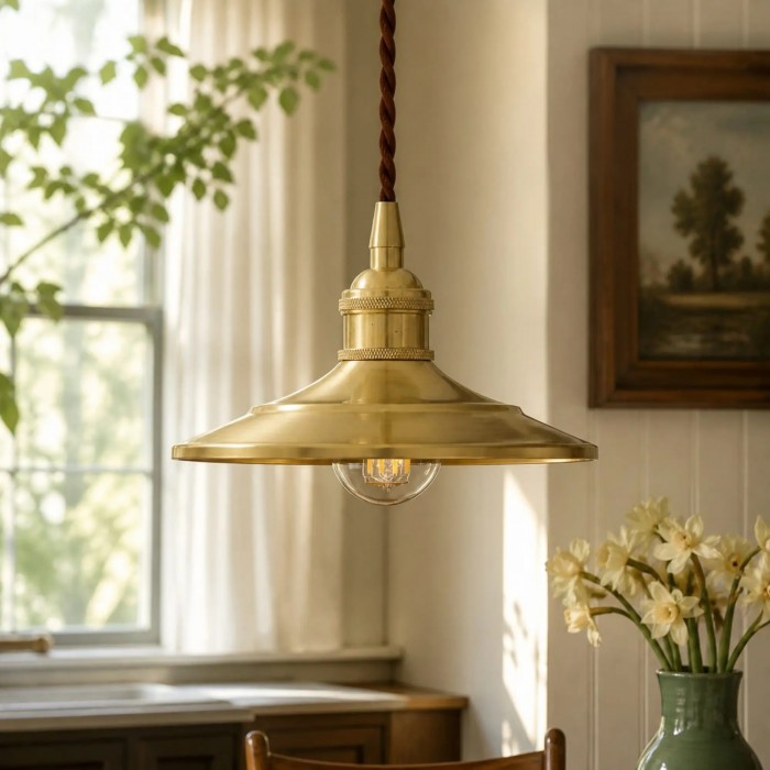 Vintage Polished Brass Pendant Light HL4226