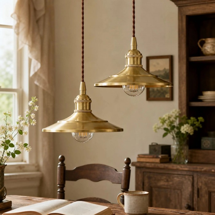 Vintage Polished Brass Pendant Light HL4226