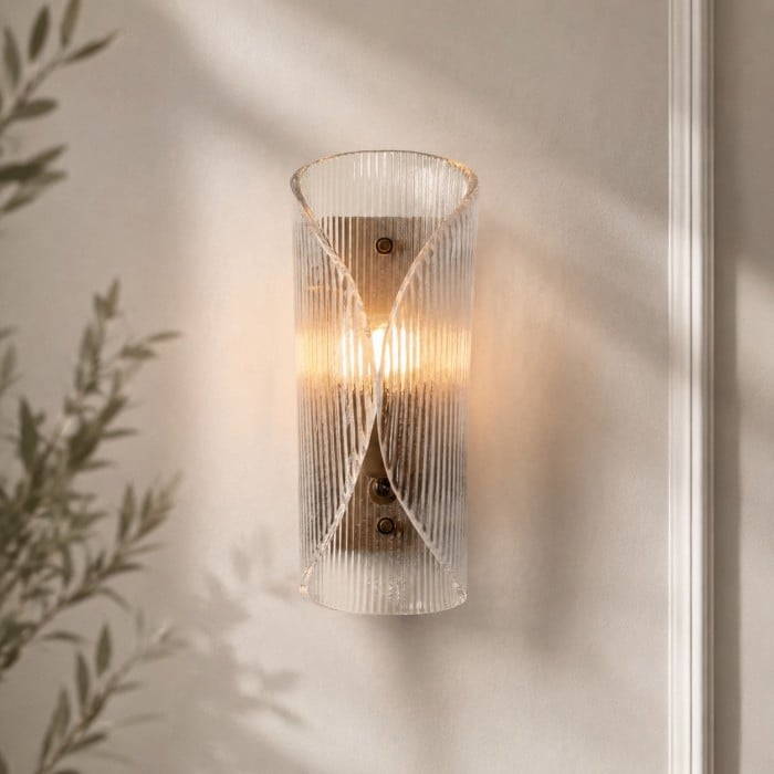 Aplique de pared vintage de cristal ondulado HL4504