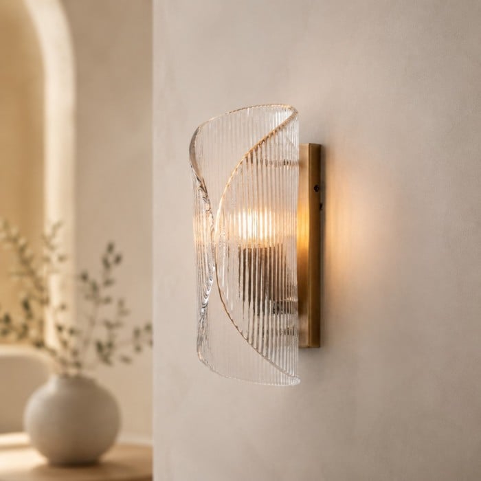 Aplique de pared vintage de cristal ondulado HL4504