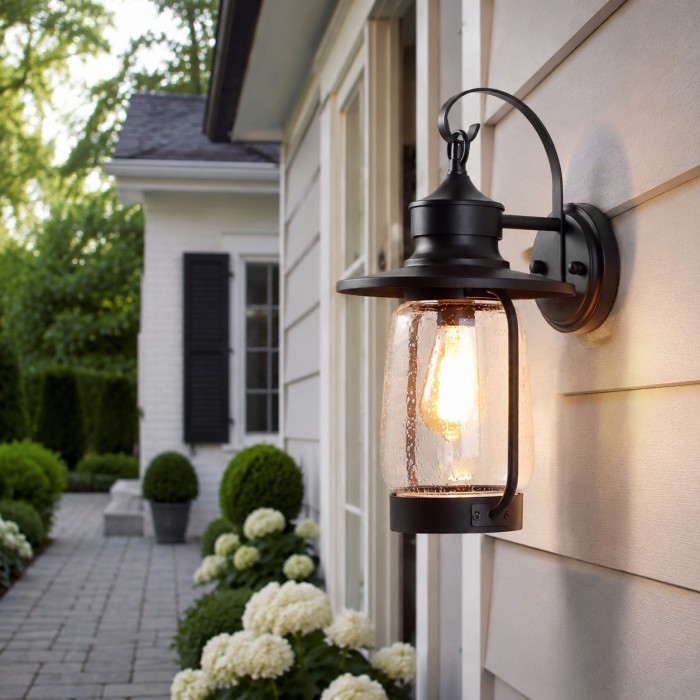 Aplique de pared exterior vintage color arena y negro HL4334