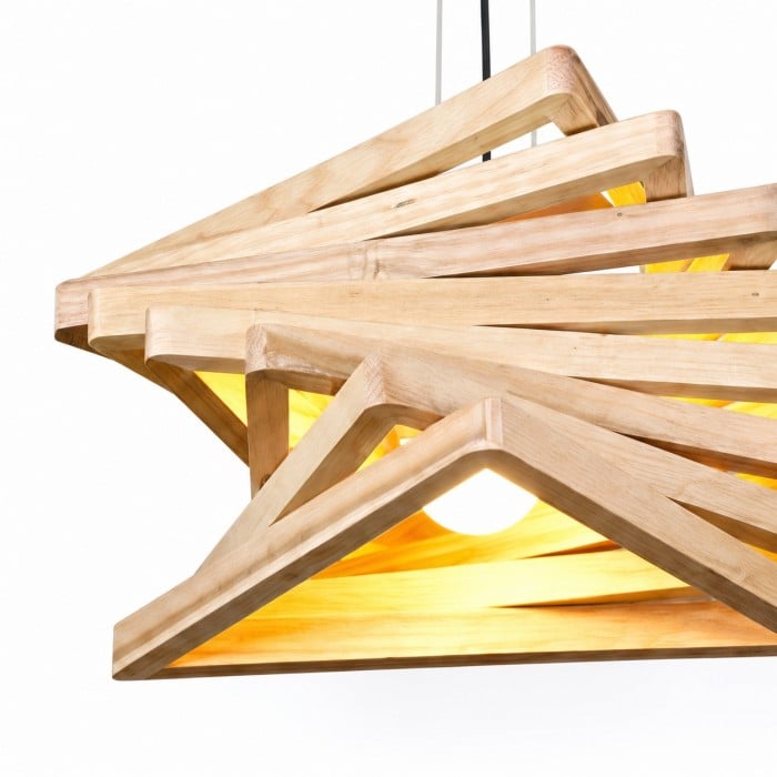 Vintage-Hängeleuchte aus Holz mit Lattenmuster HL4297