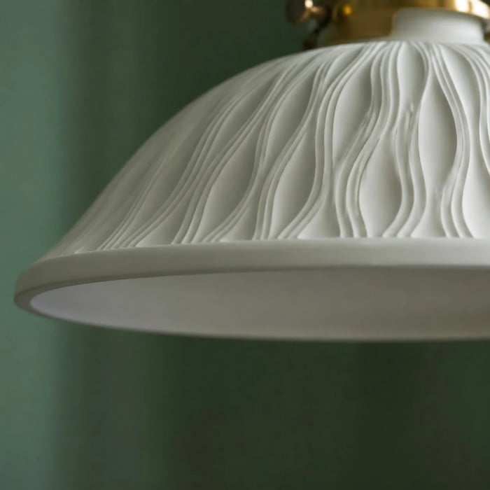 Lampada a sospensione vintage in ceramica bianca traslucida HL4522