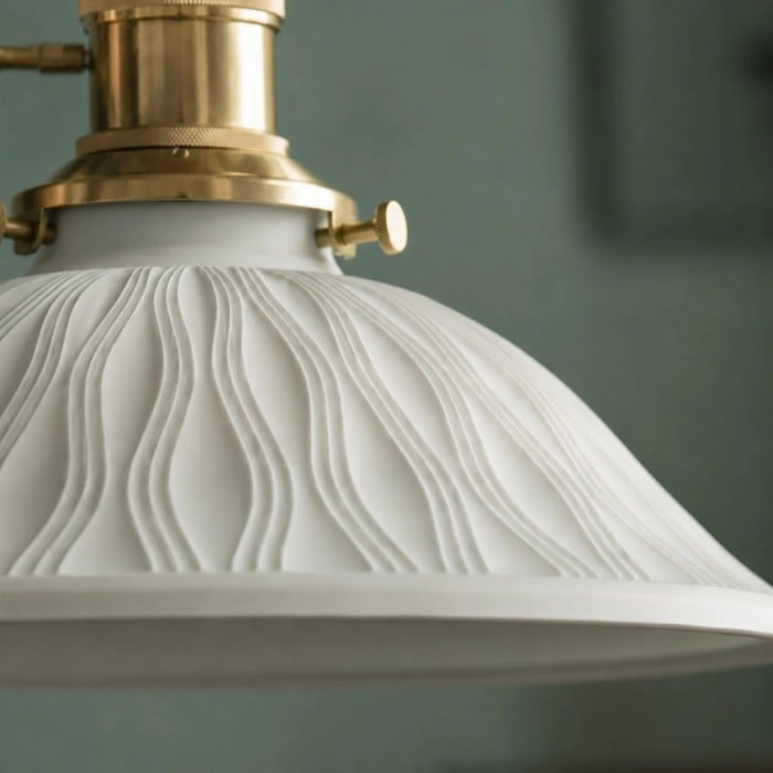 Lampada a sospensione vintage in ceramica bianca traslucida HL4522