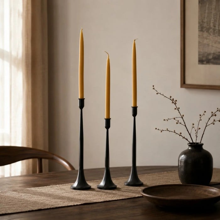 Wabi-Sabi Zwarte IJzeren Kandelaar Set HL4648