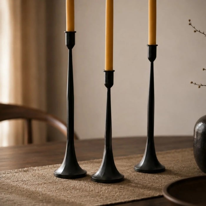 Wabi-Sabi Zwarte IJzeren Kandelaar Set HL4648
