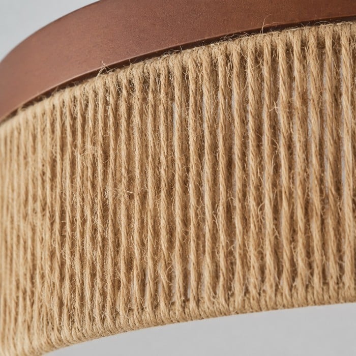 Wabi-Sabi LED-plafondlamp van massief hout en geweven touw HL4582