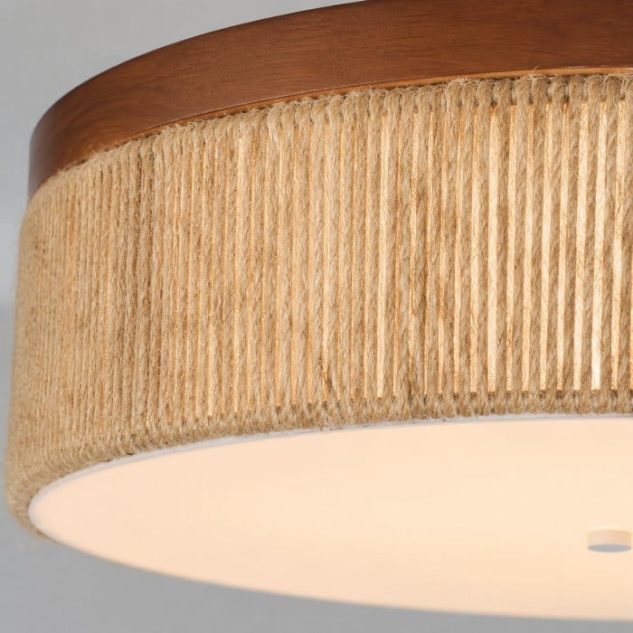 Wabi-Sabi LED-plafondlamp van massief hout en geweven touw HL4582