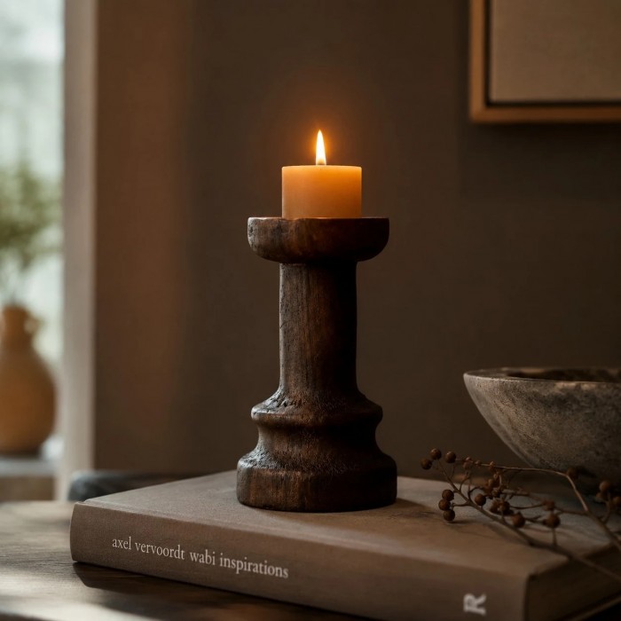 Wabi-Sabi massief houten kaarsenstandaards HL4603