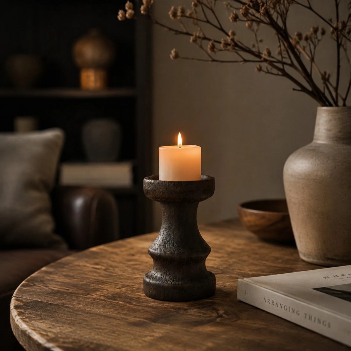 Wabi-Sabi massief houten kaarsenstandaards HL4603