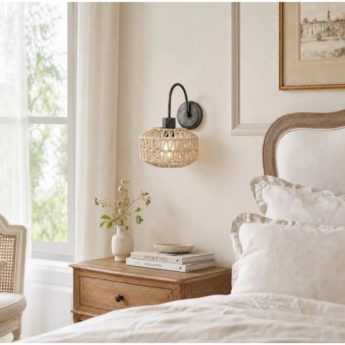 Wabi-Sabi geweven rotan wandlamp HL4252