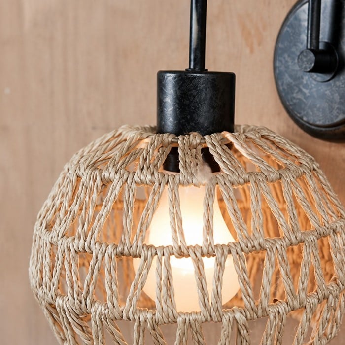Wabi-Sabi geweven rotan wandlamp HL4252