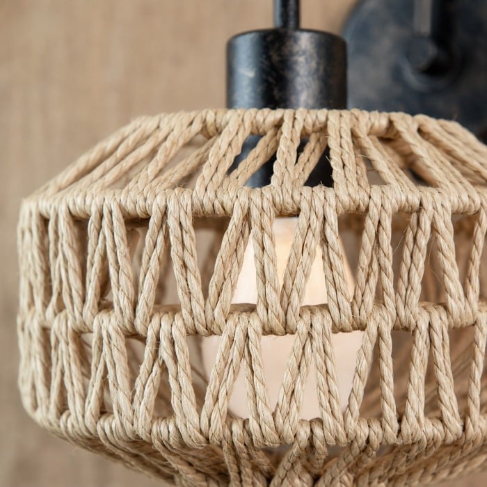 Wabi-Sabi geweven rotan wandlamp HL4252