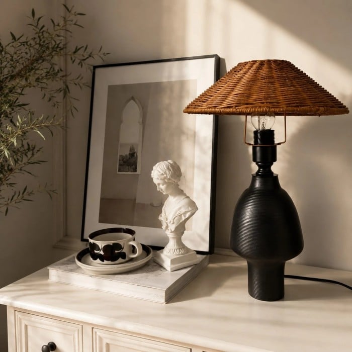 Wabi-Sabi geweven keramische tafellamp HL4505