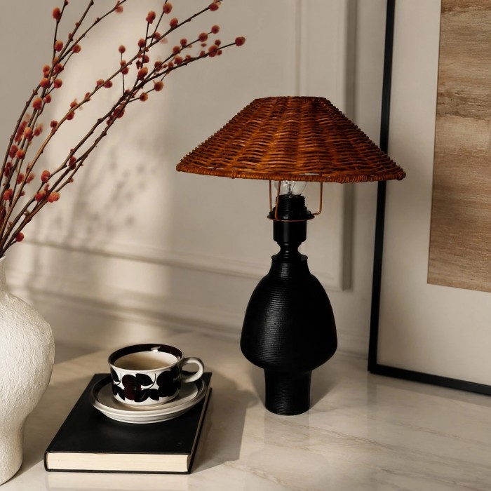 Wabi-Sabi geweven keramische tafellamp HL4505