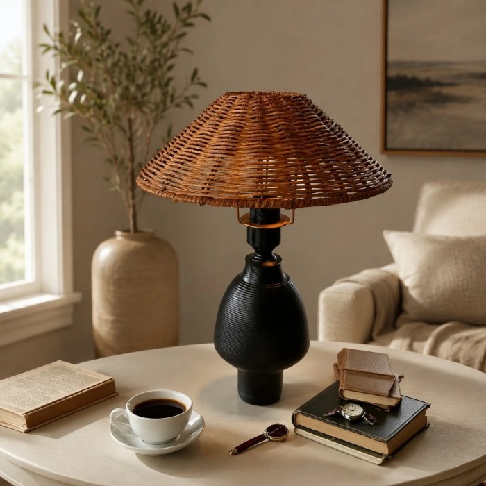 Wabi-Sabi geweven keramische tafellamp HL4505