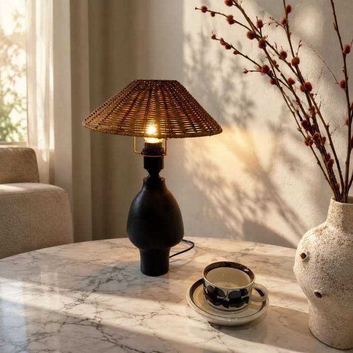 Wabi-Sabi geweven keramische tafellamp HL4505