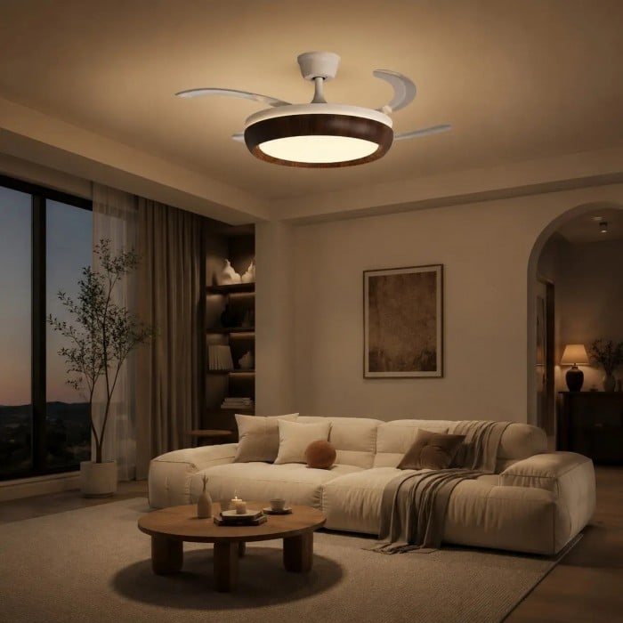 Plafondventilator met verlichting in walnootkleur HL4236