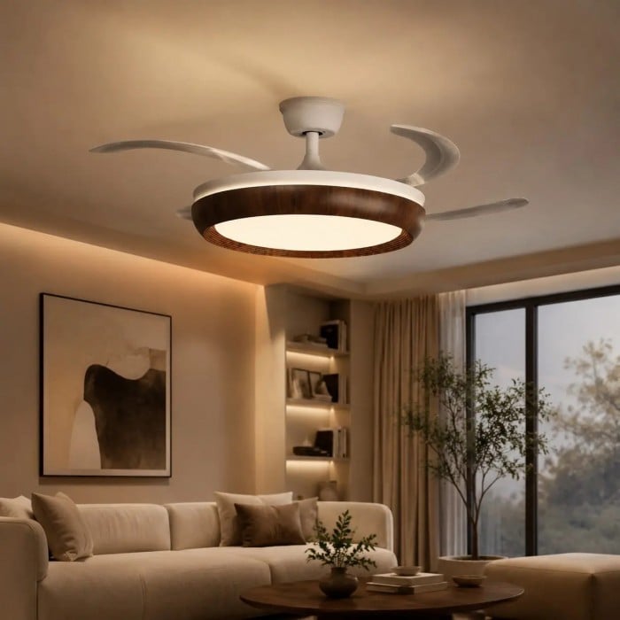 Plafondventilator met verlichting in walnootkleur HL4236