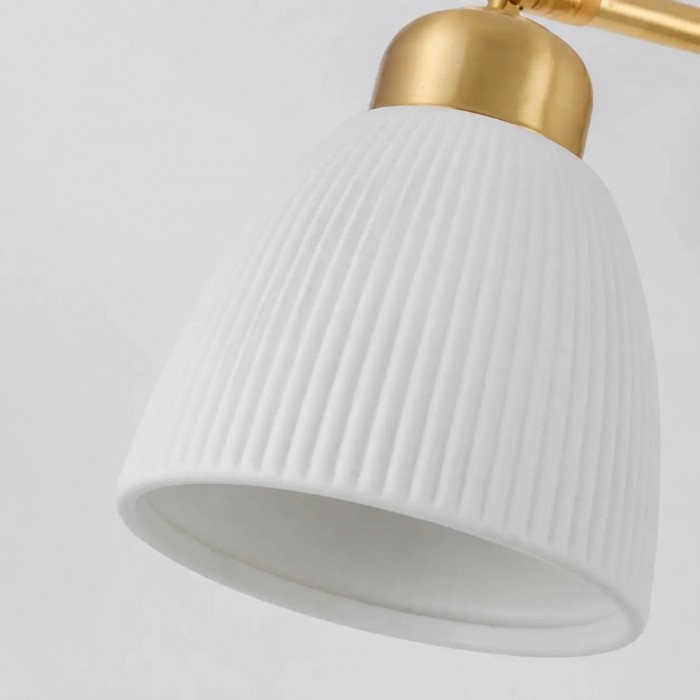 Verstelbare wandlamp HL4259 van wit keramiek en messing