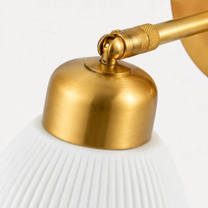 Verstelbare wandlamp HL4259 van wit keramiek en messing