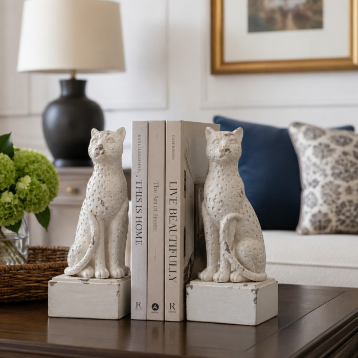 Witte hars dierenboekensteunen HL4585