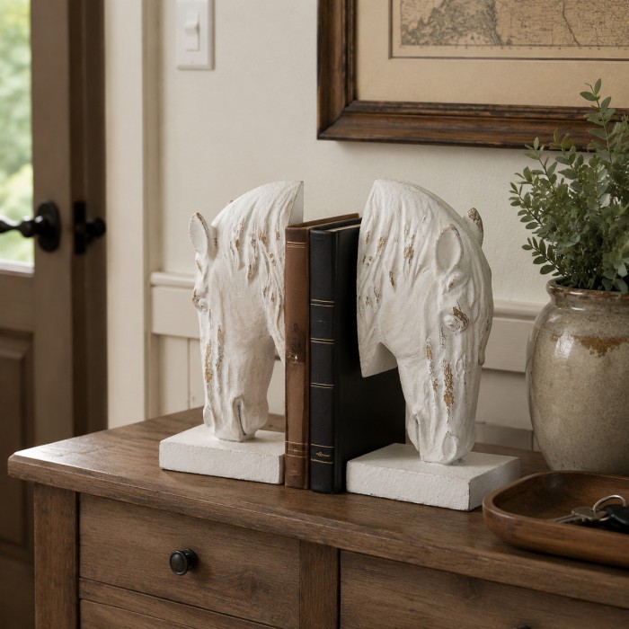 Witte hars dierenboekensteunen HL4585