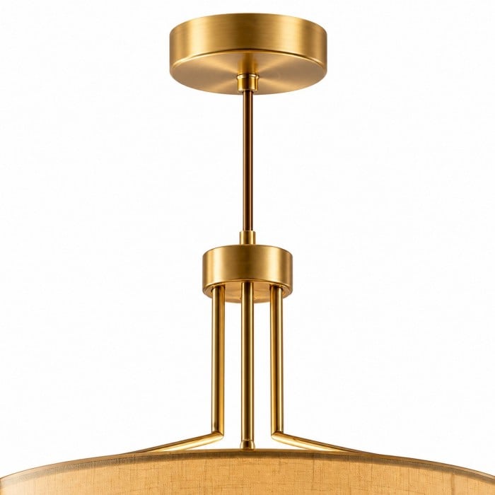 Hanglamp met LED-verlichting in trommelvorm van geweven stof met metalen frame HL4359