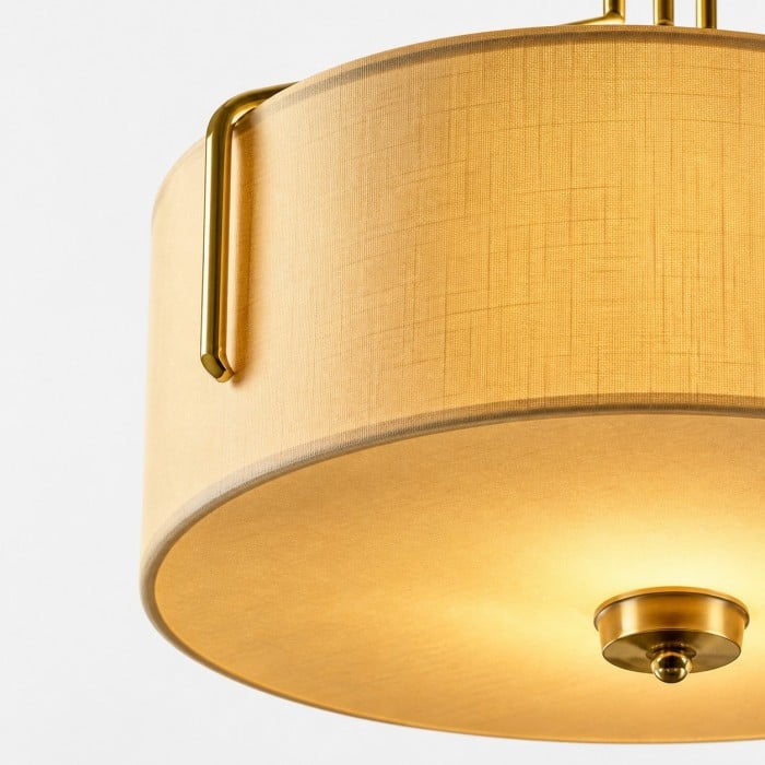 Hanglamp met LED-verlichting in trommelvorm van geweven stof met metalen frame HL4359
