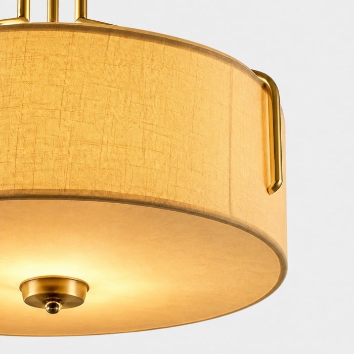 Hanglamp met LED-verlichting in trommelvorm van geweven stof met metalen frame HL4359