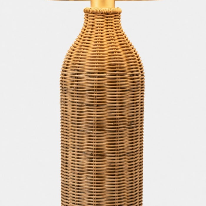 Geweven rotan tafellamp met lampenkap in botanisch vogelmotief HL4527