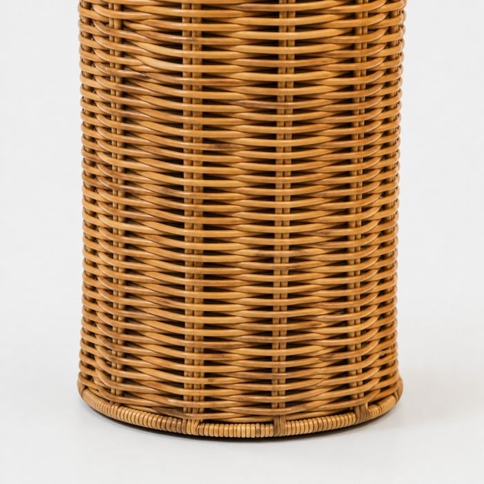 Geweven rotan tafellamp met lampenkap in botanisch vogelmotief HL4527
