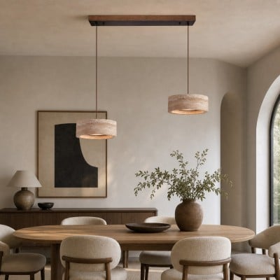 Gele travertin lineaire LED-hanglamp HL4388