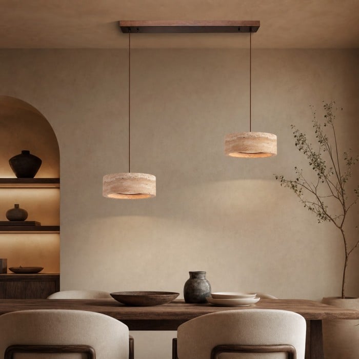 Gele travertin lineaire LED-hanglamp HL4388
