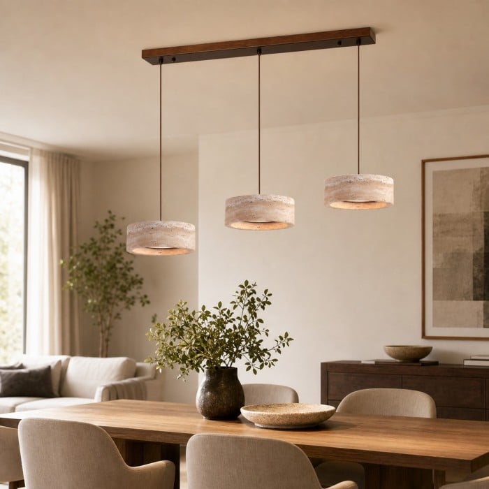 Gele travertin lineaire LED-hanglamp HL4388