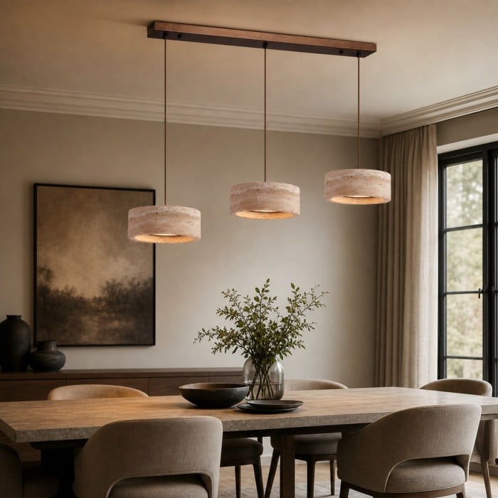 Gele travertin lineaire LED-hanglamp HL4388
