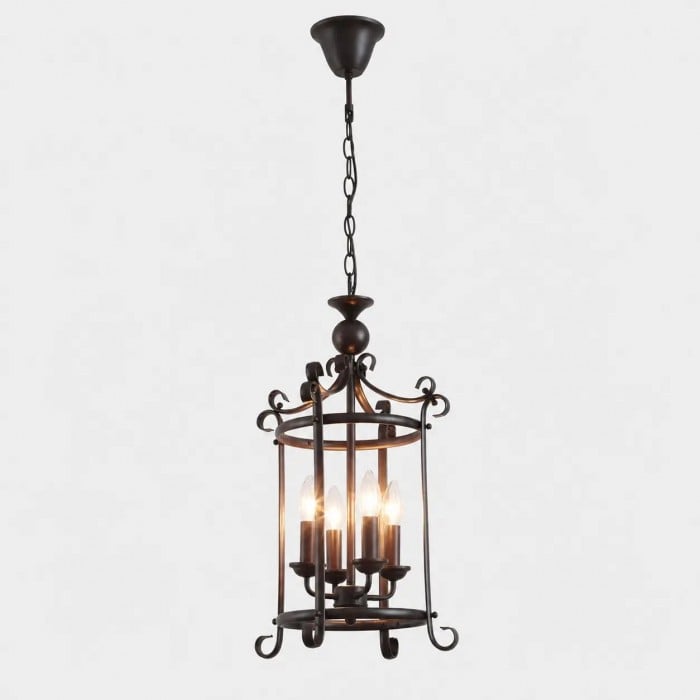 Amerikaanse vintage hanglamp met ijzeren kooi en 4 lampen HL4204