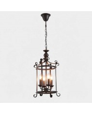 Amerikaanse massief messing hanglamp met helder glazen bloembladmotief HL4649