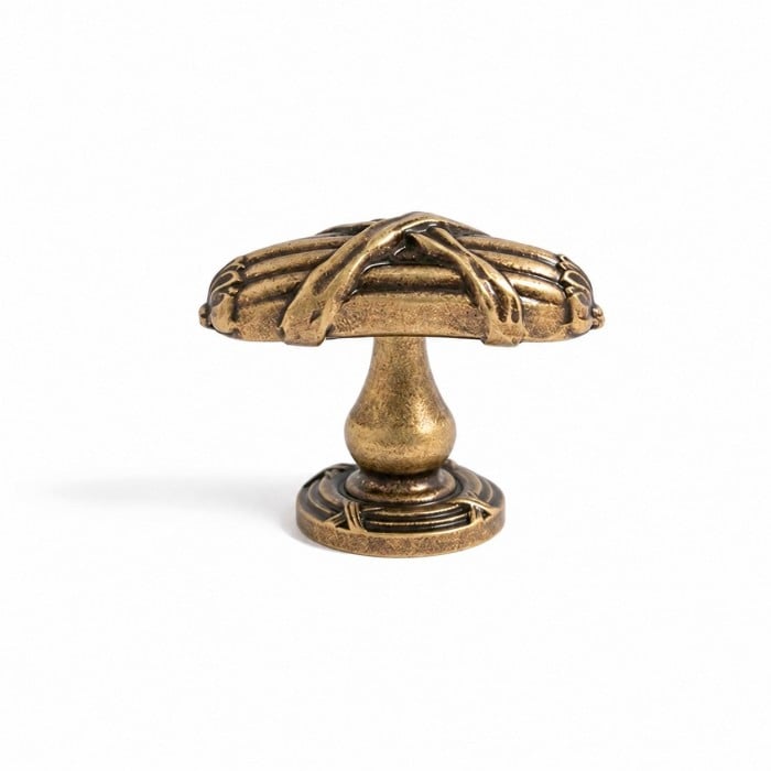 Bouton de meuble en laiton antique en forme de feuille HL4632