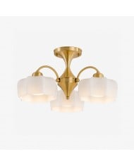Antique Brass Ribbed Glass Ceiling Light HL4290