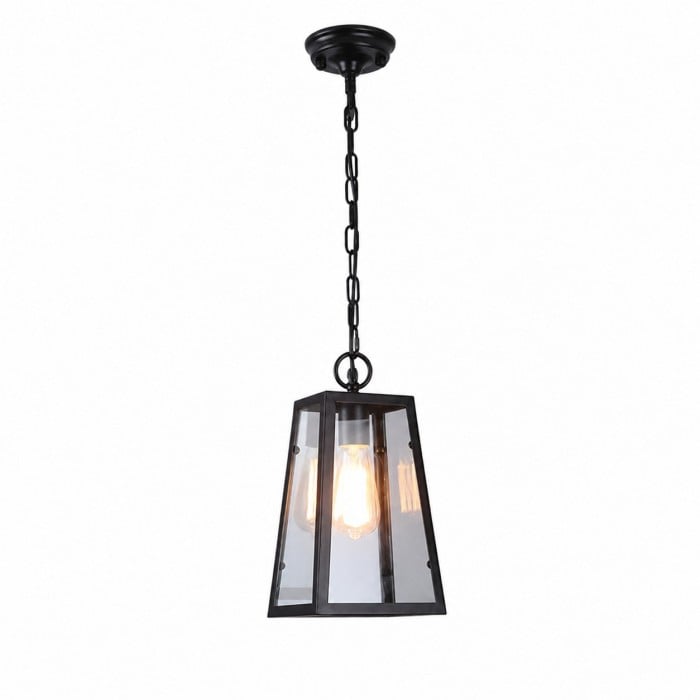 Black Trapeze Glass Pendant Light HL4277