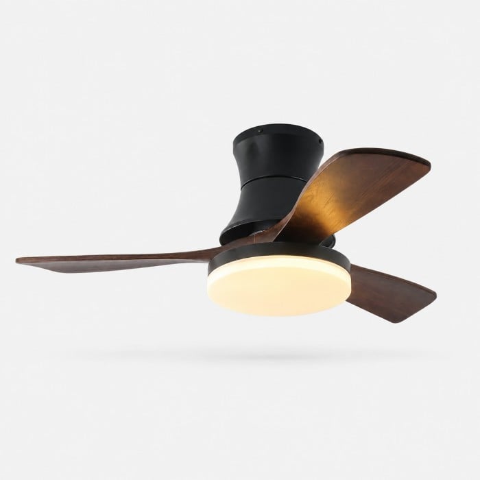 Black Walnut Flush Mount Ceiling Fan Light HL4293